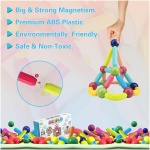 GRAFLO Magnetic Building Blocks - Magnetic Sticks and Balls Game Set 60Pcs - ست ساختمانی، آموزشی، آموزشی STEM، اسباب بازی های پیش دبستانی مونته سوری - اسباب بازی ساخت مگنت هوشمند برای کودکان 3 سال به بالا - Image 3
