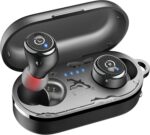 TOZO T10 بلوتوث 5.3 هدفون بی‌سیم با قاب شارژ بی‌سیم هدفون استریو ضدآب IPX8 در گوش داخلی هدست میکروفون صدای ممتاز با باس عمیق برای مشکی ورزشی