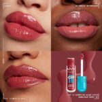 NYX Professional Makeup Lip IV Hydrating Glass Stain، براق کننده لب، آبرسانی تا 12 ساعت، پیگمنت بالا، پوشش مرطوب براق کننده، ترکیدن آدامس - Image 2