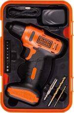 درایور شارژی Black & Decker 12V 1.5Ah 900 RPM با 13 تکه بیت در کیت باکس برای سوراخ کاری و بست، نارنجی/مشکی، LD12SP-B5، 2 سال گارانتی - Image 2