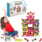 GRAFLO Magnetic Building Blocks - Magnetic Sticks and Balls Game Set 60Pcs - ست ساختمانی، آموزشی، آموزشی STEM، اسباب بازی های پیش دبستانی مونته سوری - اسباب بازی ساخت مگنت هوشمند برای کودکان 3 سال به بالا