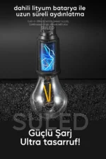 SULED لامپ LED قابل شارژ خورشیدی USB قابل شارژ در فضای باز چراغ باغی کمپینگ 10 واتی چراغ LED نشکن آویزان - Image 3