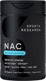 مکمل وگان ان-استیل سیستئین اسپورتس ریسرچ (Sports Research NAC) ۶۰۰ میلی‌گرم – حمایت از فعالیت آنتی‌اکسیدانی، ۹۰ کپسول