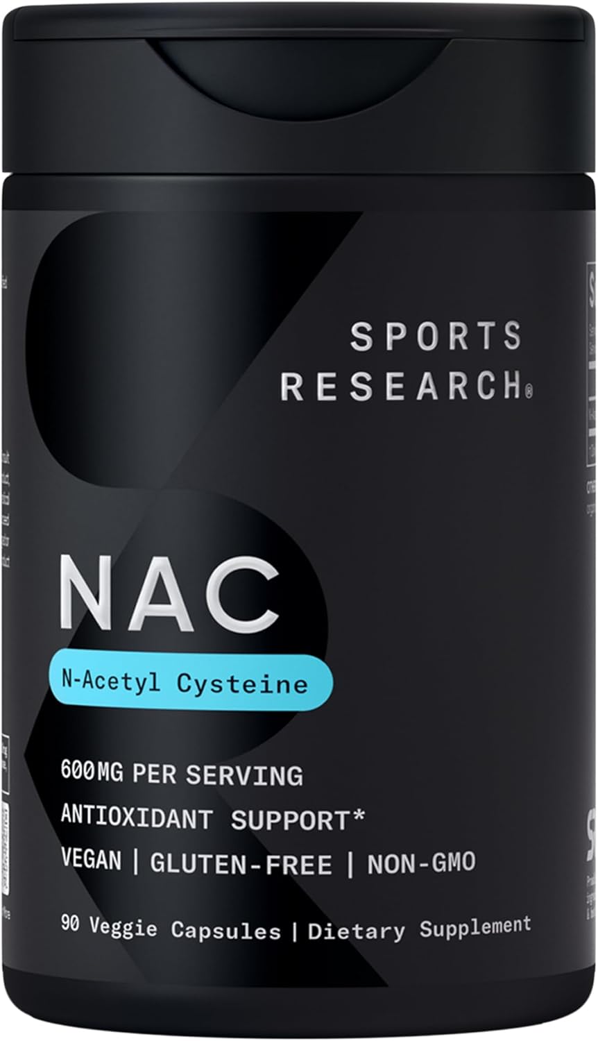 617lW1rPoKL._AC_SL1500_ مکمل وگان ان-استیل سیستئین اسپورتس ریسرچ (Sports Research NAC) ۶۰۰ میلیگرم – حمایت از فعالیت آنتیاکسیدانی، ۹۰ کپسول - Image 1