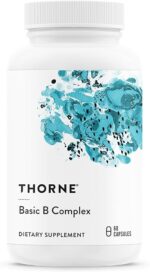 مکمل ویتامین ب کمپلکس تورن (THORNE) Basic B-Complex – حاوی کولین و ویتامین‌های گروه B با جذب بالا برای حمایت از تولید انرژی، سلامت مغز و تشکیل گلبول‌های قرمز، ۶۰ سروینگ