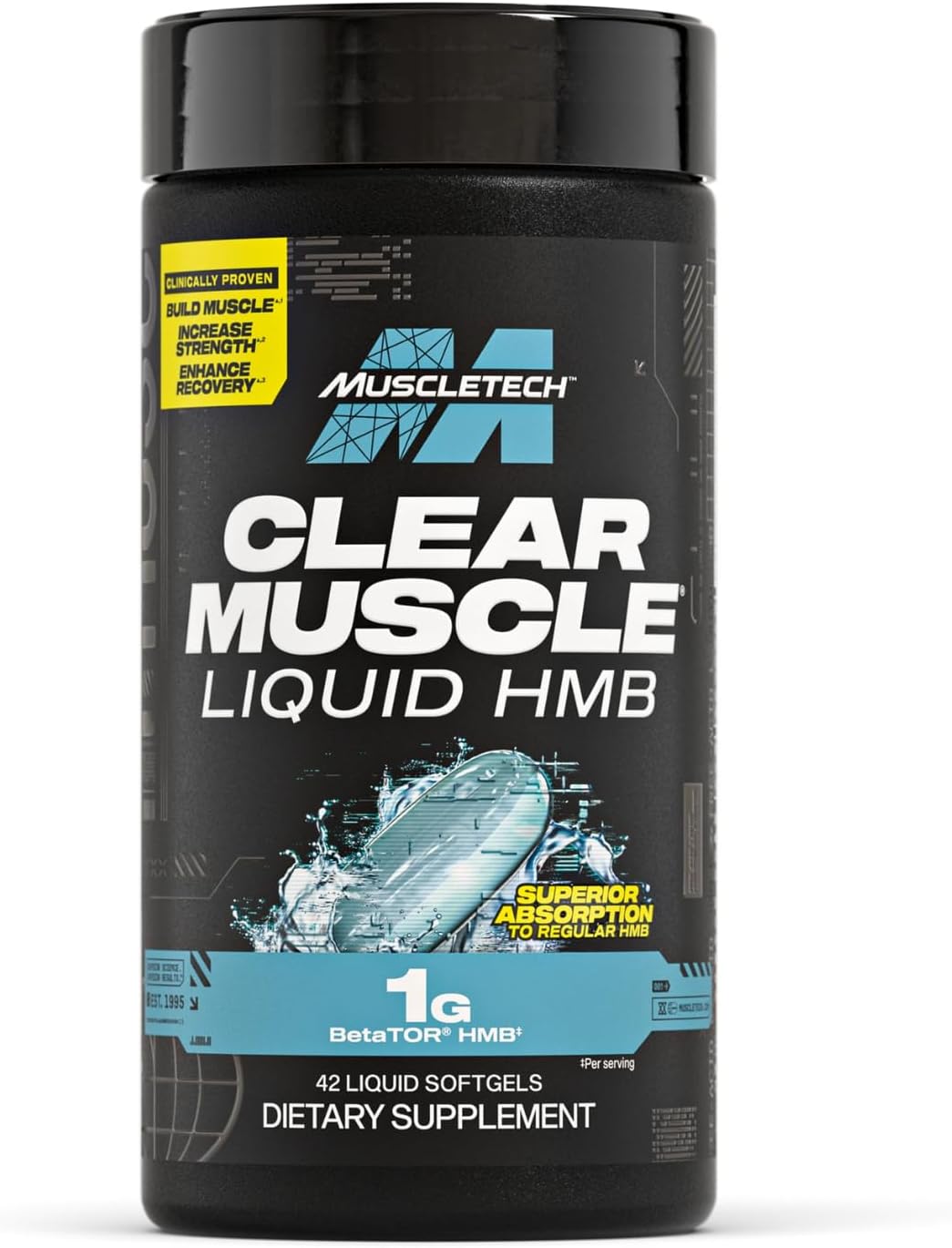 61Aa0gqQ6VL._AC_SL1500_ مکمل کلیر ماسل ماسلتک (MuscleTech Clear Muscle) – حاوی ۱۰۰۰ میلیگرم HMB برای حفظ عضلات، افزایش ریکاوری و کاهش تجزیه عضلانی، ۴۲ سافتژل - Image 1