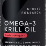 مکمل روغن کریل اسپورتس ریسرچ (Sports Research Krill Oil) ۱۰۰۰ میلی‌گرم – سرشار از امگا ۳، فسفولیپیدها و آستاگزانتین، ۶۰ سافت‌ژل