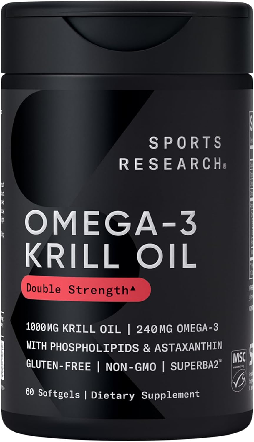 61LV66epYqL._AC_SL1500_ مکمل روغن کریل اسپورتس ریسرچ (Sports Research Krill Oil) ۱۰۰۰ میلیگرم – سرشار از امگا ۳، فسفولیپیدها و آستاگزانتین، ۶۰ سافتژل - Image 1