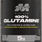 گلوتامین ۱۰۰٪ پلاتینیوم ماسل‌تک (MuscleTech Platinum Glutamine) – پودر ال-گلوتامین بدون طعم برای ریکاوری عضلات، ۳۰۰ گرم، ۶۰ سروینگ