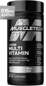 مولتی‌ویتامین پلاتینیوم ماسل‌تک (MuscleTech Platinum Multivitamin) – حاوی ۱۸ ویتامین و ماده معدنی برای حمایت از سیستم ایمنی و سلامت روزانه، ۹۰ کپسول