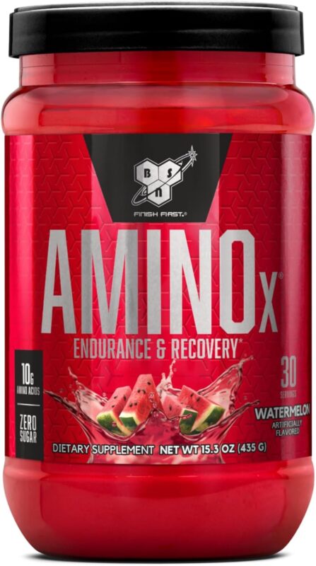 مکمل آمینواسید BSN AMINOx® با طعم هندوانه – پودر آمینواسید فوری برای افزایش استقامت و ریکاوری، ۴۳۵ گرم، ۳۰ سروینگ
