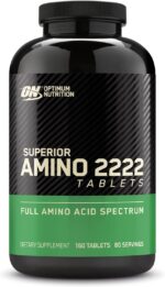 قرص آمینواسید اپتیموم نوتریشن (ON) Superior Amino 2222 – حاوی آمینواسیدهای ضروری (EAAs) برای حفظ و حمایت از توده عضلانی، ۱۶۰ عددی