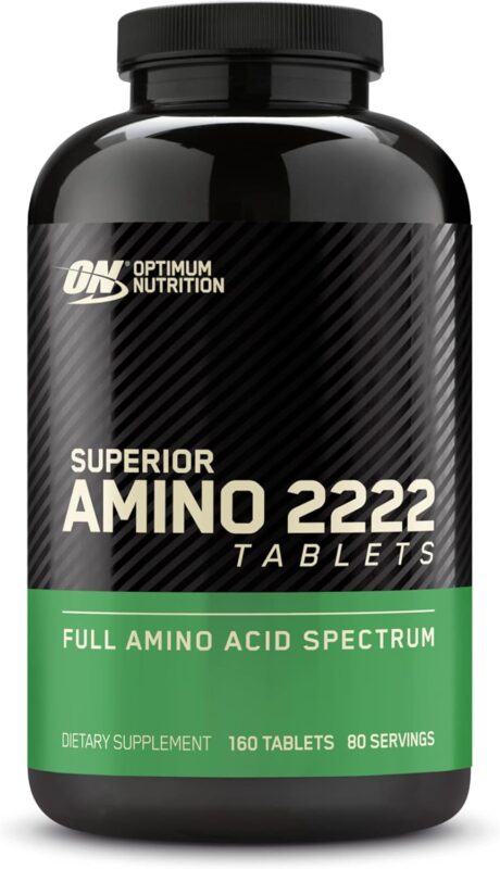 قرص آمینواسید اپتیموم نوتریشن (ON) Superior Amino 2222 – حاوی آمینواسیدهای ضروری (EAAs) برای حفظ و حمایت از توده عضلانی، ۱۶۰ عددی
