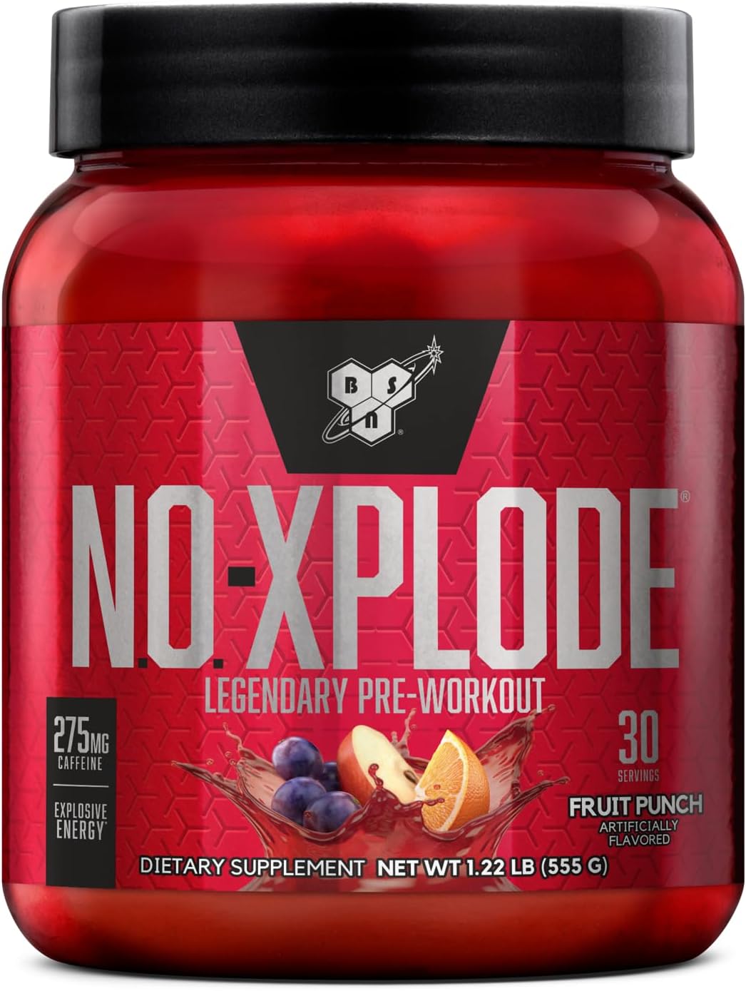 71pG2OQor9L._AC_SL1500_ مکمل پیشتمرین BSN N.O.-XPLODE با کراتین و بتاآلانین، طعم پانچ میوه – ۳۰ سروینگ - Image 1
