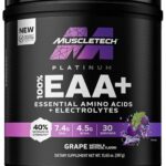 مکمل آمینواسیدهای ضروری پلاتینیوم ماسل‌تک (MuscleTech Platinum EAA) با الکترولیت – پودر پیش از تمرین برای انرژی، رشد عضلات و افزایش قدرت، ۳۸۷ گرم، ۳۰ سروینگ