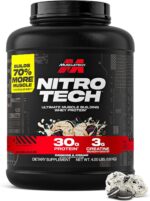 پروتئین وی نیتروتک ماسل‌تک (MuscleTech Nitro-Tech) با طعم کوکیز اند کریم – حاوی ۳۰ گرم پروتئین و ۳ گرم کراتین، ۱۸۱۰ گرم، ۳۹ سروینگ