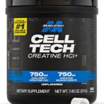 کراتین Cell-Tech Creactor ماسل‌تک (MuscleTech) – ترکیب کراتین HCl و کراتین فری اسید برای افزایش قدرت و ریکاوری عضلات، بدون طعم، ۲۱۱ گرم، ۱۲۰ سروینگ