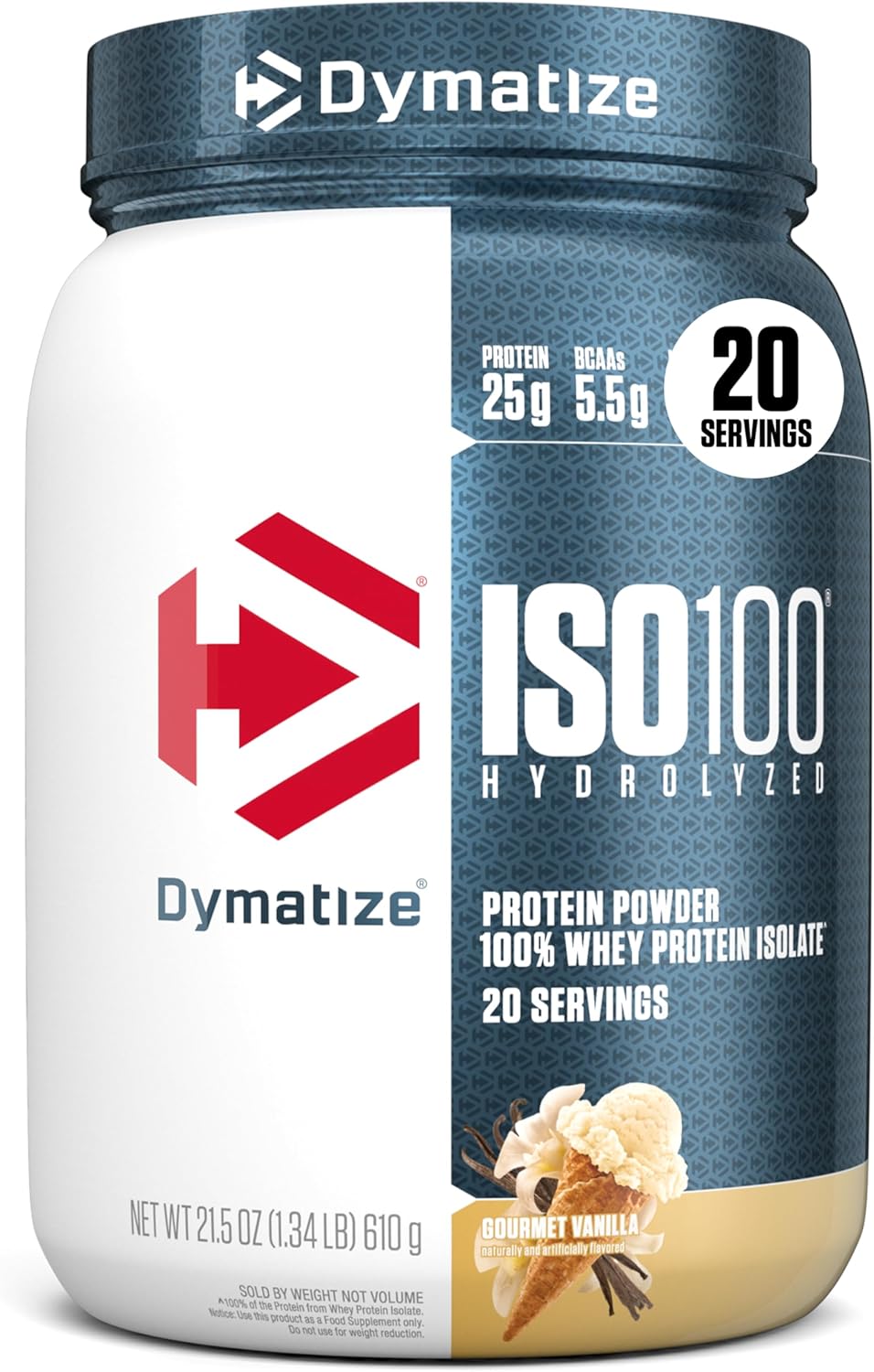 81MkwyzhBqL._AC_SL1500_ پروتئین وی ایزوله دایماتایز ISO100 با طعم وانیل گورمه – ۶۱۰ گرم، ۲۰ سروینگ - Image 1