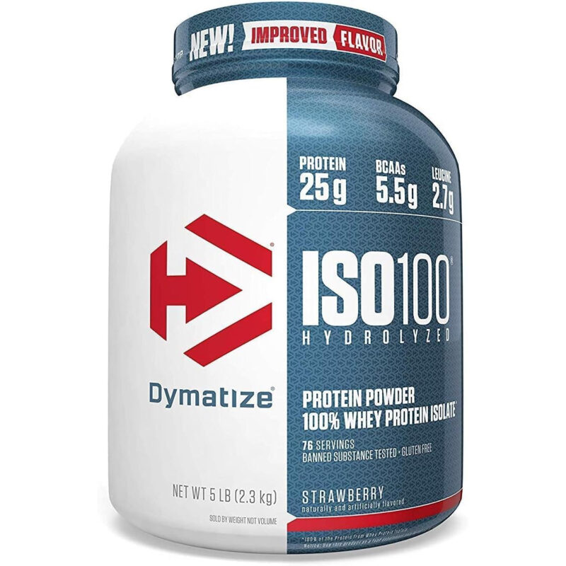 پروتئین وی ایزوله هیدرولیزه دایماتایز ISO100 با طعم توت‌فرنگی – ۲.۳ کیلوگرم