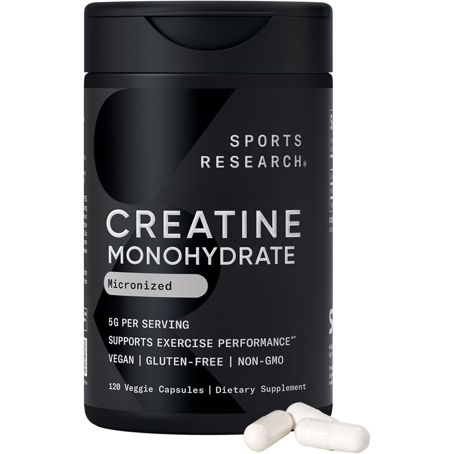 61GWs023t2L._AC_SL1500_ کپسول کراتین مونوهیدرات Sports Research – ۵ گرم در هر سروینگ، ۳۰ سروینگ - Image 1