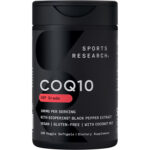 کپسول CoQ10 اسپورتس ریسرچ ۱۰۰ میلی‌گرم با BioPerine® و روغن نارگیل – ۱۲۰ سافت‌ژل گیاهی