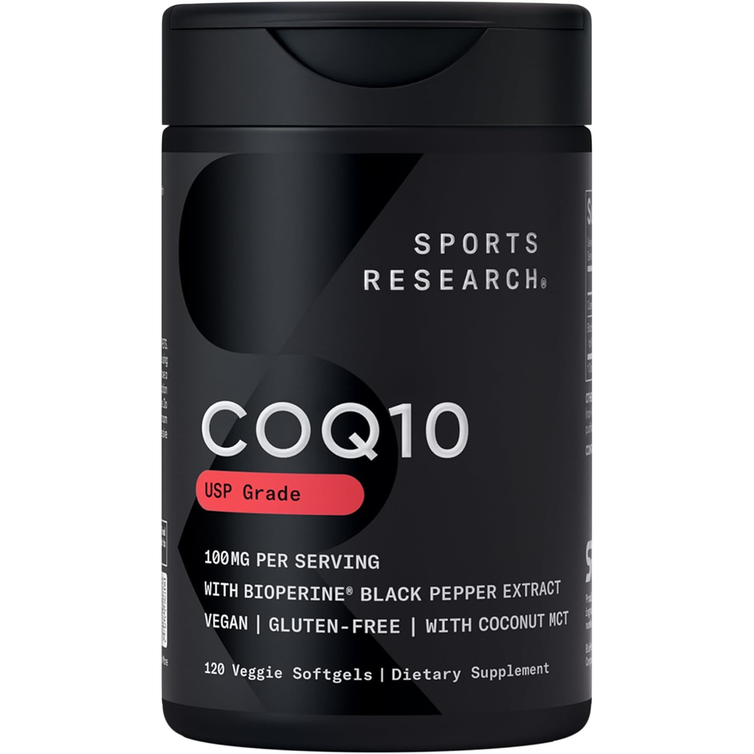 61NebFbE4bL._AC_SL1500_ کپسول CoQ10 اسپورتس ریسرچ ۱۰۰ میلیگرم با BioPerine® و روغن نارگیل – ۱۲۰ سافتژل گیاهی - Image 1
