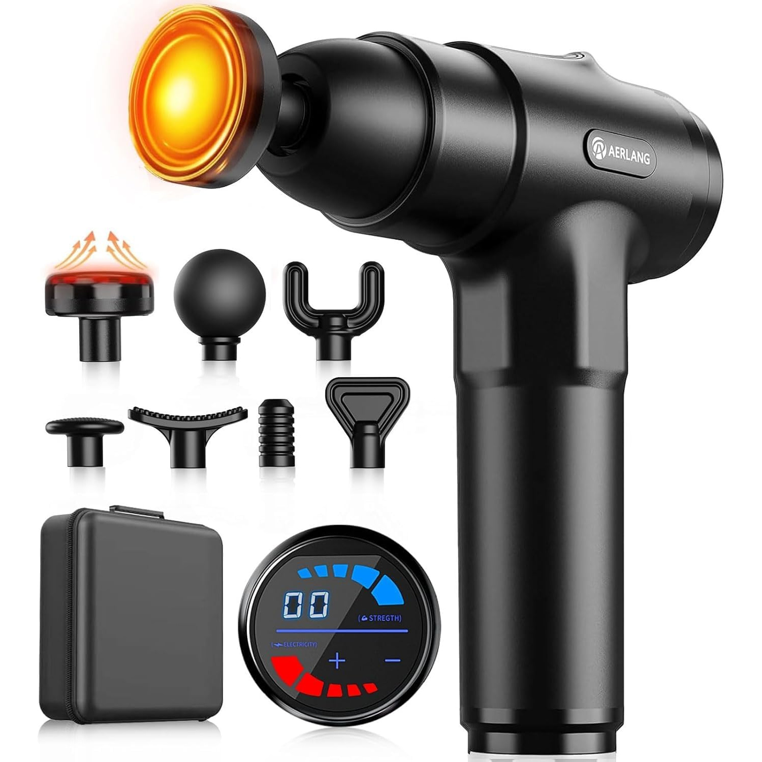 61Xgo1uzgpL._AC_SL1500_ ماساژور تفنگی AERLANG با قابلیت گرمایش – ماساژور برقی بافت عمیق، ۲۰ سطح سرعت، رنگ مشکی - Image 1