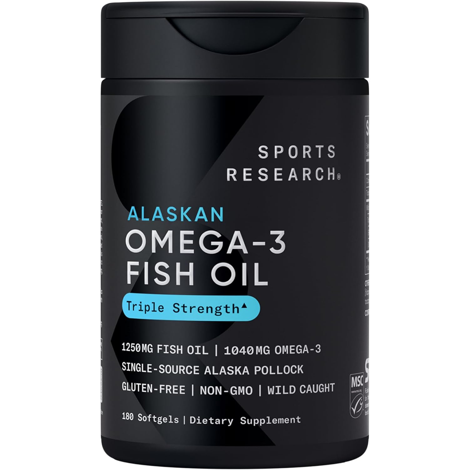 61j3BBi8AFL._AC_SL1500_ امگا ۳ روغن ماهی Triple Strength اسپورتس ریسرچ (Sports Research Omega-3 Fish Oil) – فرم تریگلیسرید، ۱۲۵۰ میلیگرم، ۱۸۰ سافتژل - Image 1