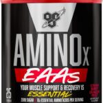 مکمل آمینواسید BSN Amino X EAAs با طعم توت‌فرنگی و دراگون فروت – حاوی ۱۰ گرم آمینواسید ضروری و ۵ گرم BCAA، بدون شکر و کافئین، ۱۳.۲ اونس، ۲۵ سروینگ