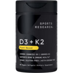 مکمل ویتامین D3 + K2 اسپورتس ریسرچ با روغن نارگیل ارگانیک – ۵۰۰۰ واحد ویتامین D3 و ۱۰۰ میکروگرم ویتامین K2