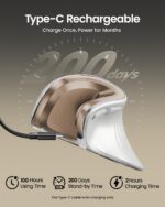 موس ارگونومیک ProtoArc مدل EM11 NL؛ موس عمودی بی‌سیم و قابل‌شارژ با قابلیت اتصال بلوتوث و فرکانس ۲.۴ گیگاهرتز، امکان اتصال همزمان به ۳ دستگاه (مناسب برای کامپیوتر و لپ‌تاپ)، سازگار با ویندوز و macOS، رنگ سفید-طلایی - Image 2