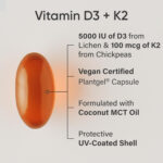 مکمل ویتامین D3 + K2 اسپورتس ریسرچ با روغن نارگیل ارگانیک – ۵۰۰۰ واحد ویتامین D3 و ۱۰۰ میکروگرم ویتامین K2 - Image 2