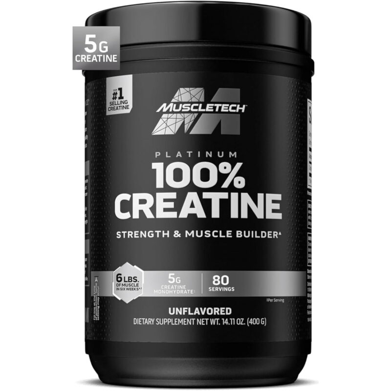 پودر کراتین مونوهیدرات MuscleTech Platinum 100% Creatine – بدون طعم، ۴۰۰ گرم