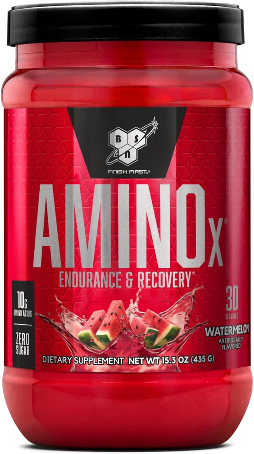 71SXJJijRqL._AC_SL1500_ مکمل آمینواسید BSN AMINOx® با طعم هندوانه – پودر آمینواسید برای افزایش استقامت و ریکاوری، ۴۳۵ گرم، ۳۰ سروینگ - Image 1