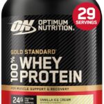 پروتئین وی گلد استاندارد ۱۰۰٪ اپتیموم نوتریشن (Optimum Nutrition Gold Standard 100% Whey) با طعم بستنی وانیلی – ۸۹۹ گرم، ۲۹ سروینگ