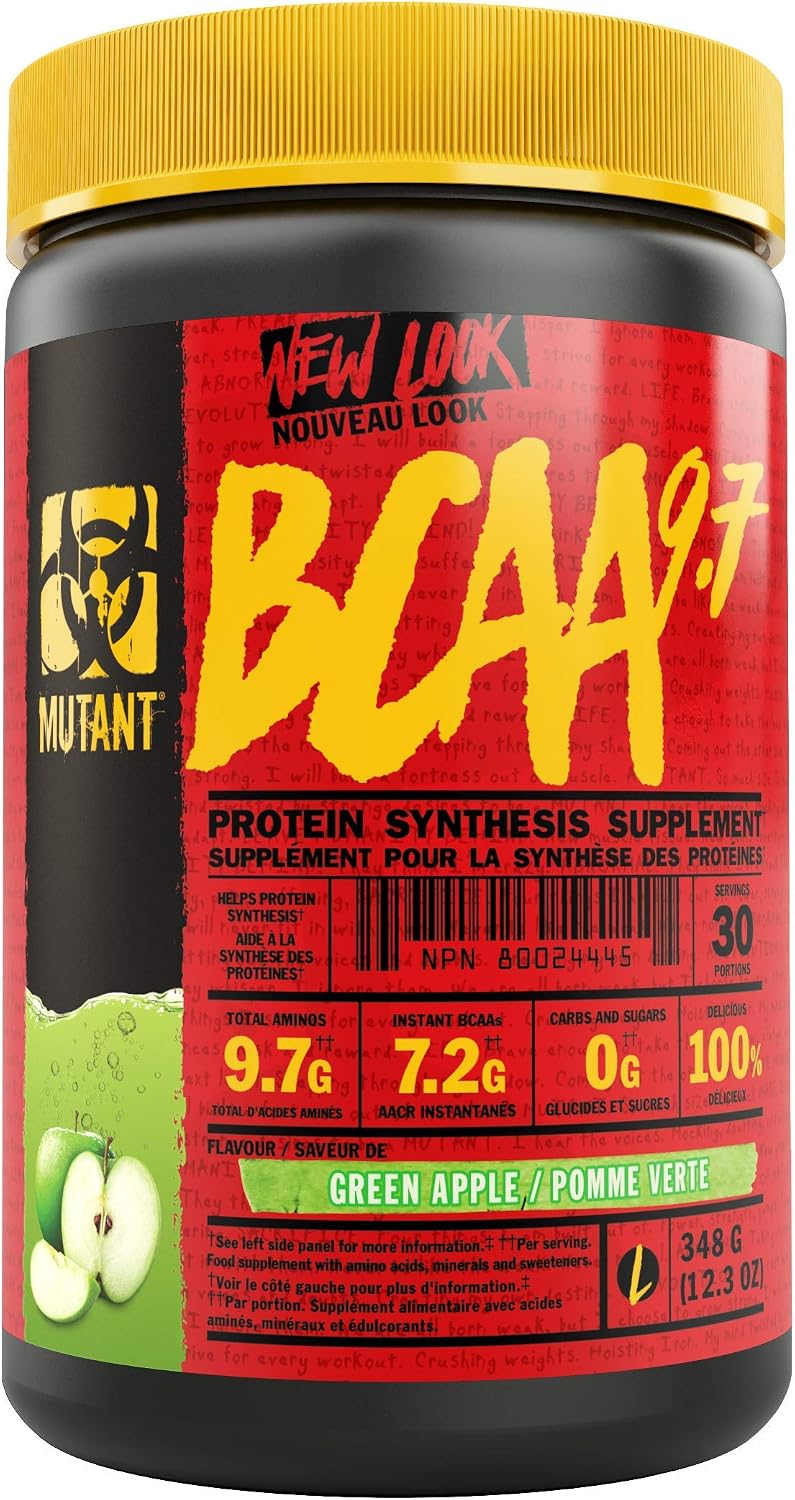 81AzkOOFwNL._AC_SL1500_ پودر مکمل BCAA 9.7 MUTANT با آمینو اسید میکرونیزه و پشتیبانی الکترولیت، (348 گرم)، سیب سبز - Image 1