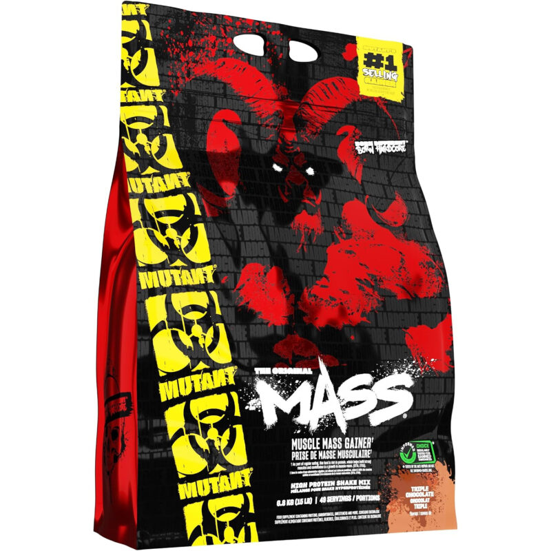 پودر گینر افزایش وزن و حجم عضلانی MUTANT Mass – ترکیب پروتئین وی و کازئین، ۶.۸ کیلوگرم، طعم Triple Chocolate