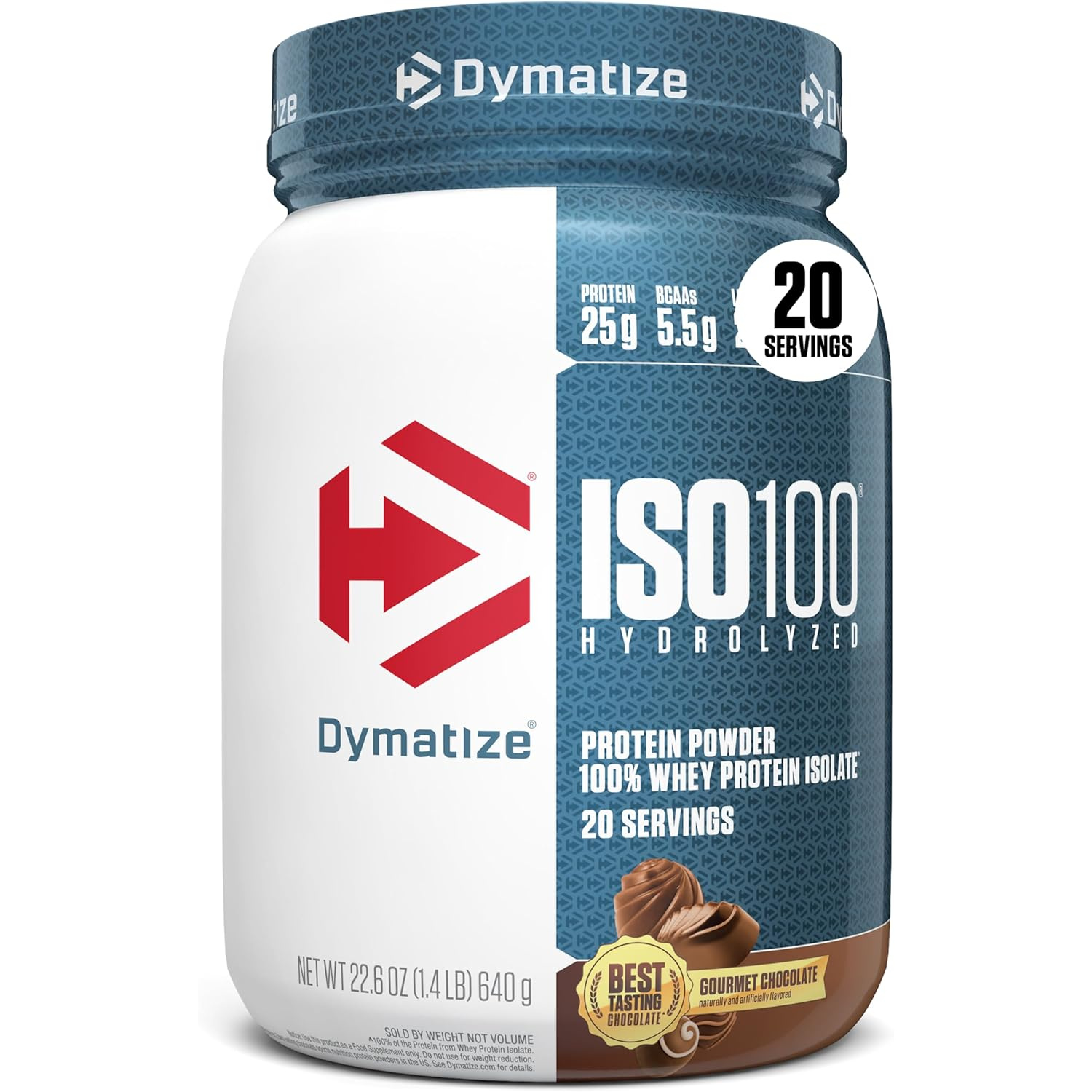 81fOKheXNJL._AC_SL1500_ پودر پروتئین Dymatize ISO100 با طعم شکلات گورمه (Gourmet Chocolate) – ۶۴۰ گرم، ۲۰ سروینگ - Image 1