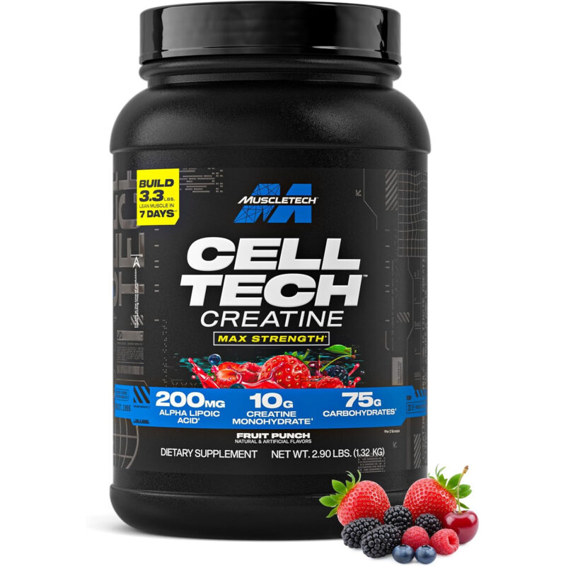 پودر کراتین MuscleTech Cell-Tech با طعم پانچ میوه (Fruit Punch) – (حدود ۱.۳۶ کیلوگرم)