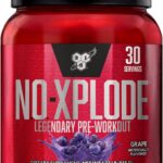 پری‌ورک‌اوت BSN N.O.-XPLODE با طعم انگور – مکمل افزایش انرژی، قدرت و عملکرد ورزشی، حاوی کراتین و بتا آلانین، ۵۵۵ گرم، ۳۰ سروینگ