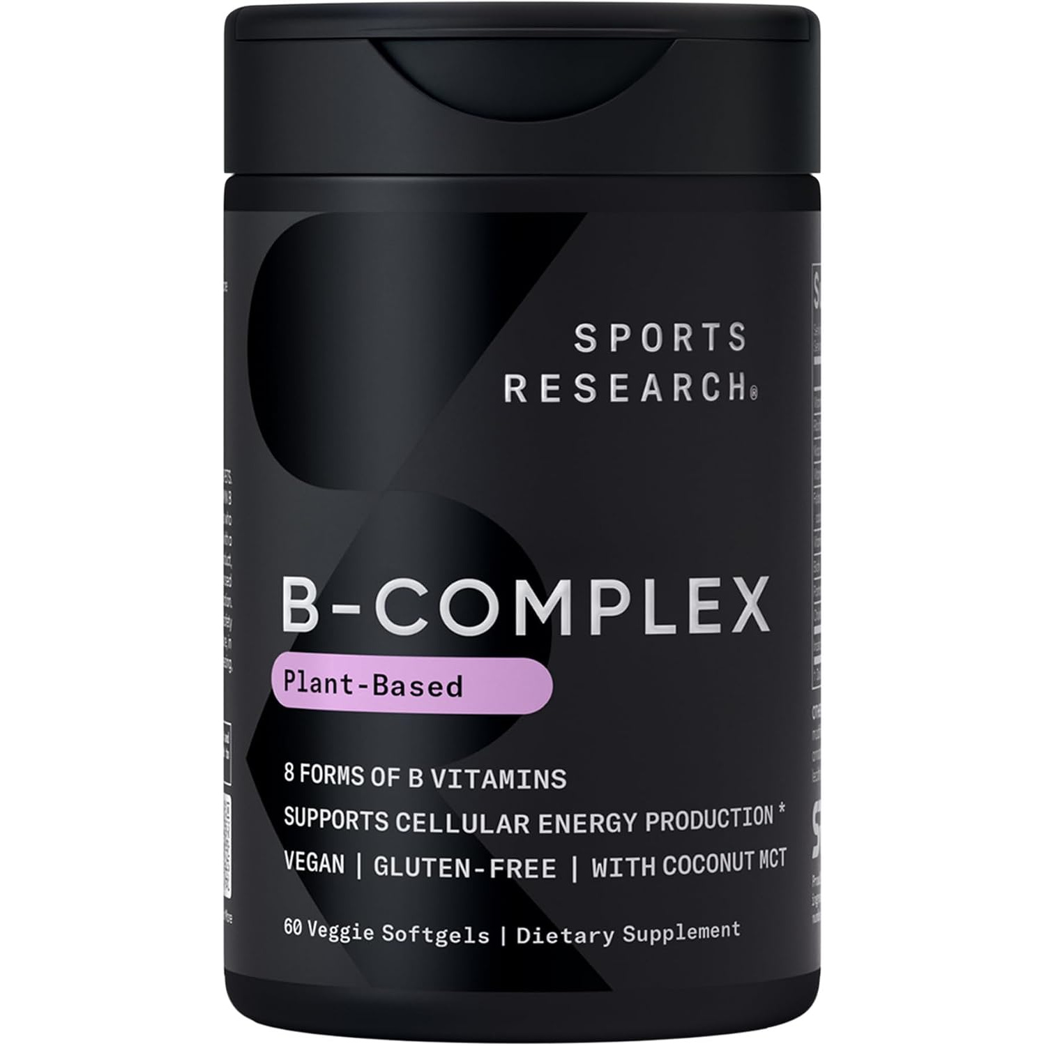 616cQXwLqCL._AC_SL1500_ مکمل ویتامین B-Complex Sports Research – فرمول کامل وگان، ۶۰ سافتژل گیاهی - Image 1