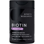 مکمل بیوتین Sports Research – ۱۰,۰۰۰ میکروگرم، ۱۲۰ سافت‌ژل گیاهی