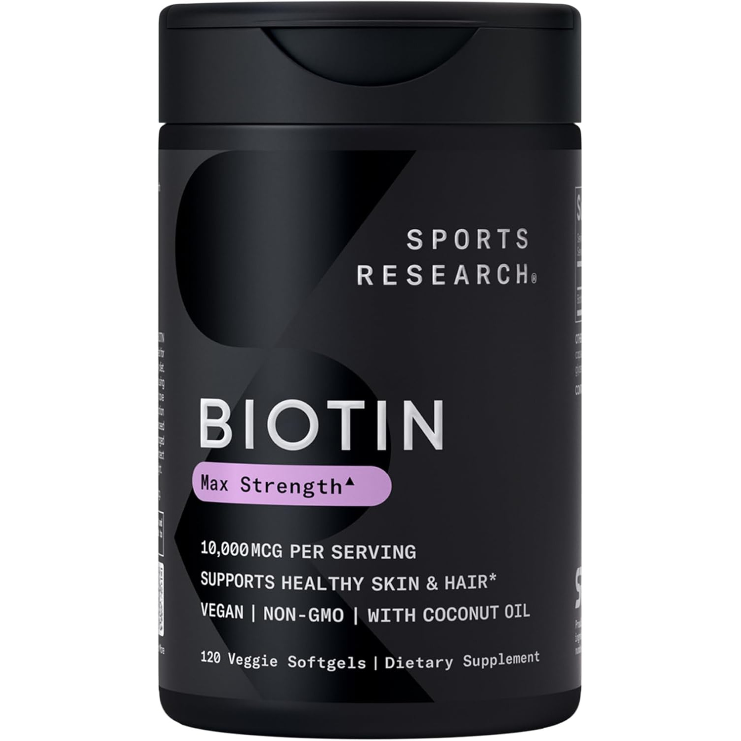 61CI96UhIFL._AC_SL1500_ مکمل بیوتین Sports Research – ۱۰,۰۰۰ میکروگرم، ۱۲۰ سافتژل گیاهی - Image 1