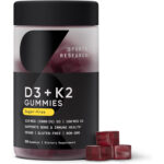 پاستیل ویتامین D3 + K2 گیاهی Sports Research – ۵۰۰۰ IU ویتامین D3، ۱۰۰ میکروگرم K2، ۶۰ عدد