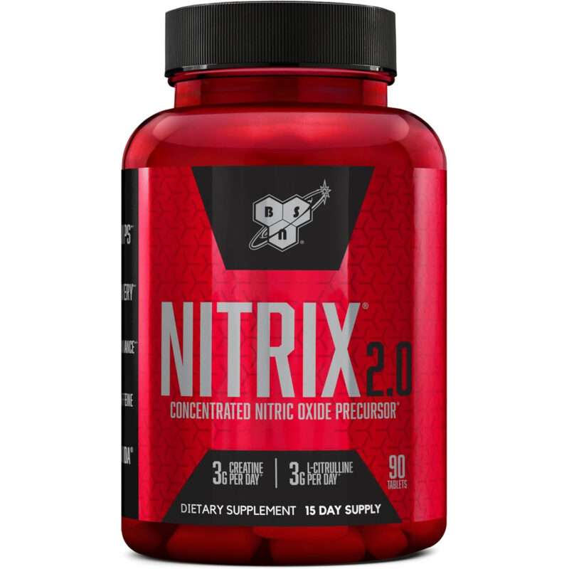قرص BSN Nitrix 2.0 – مکمل افزایش پمپ عضلانی و عملکرد ورزشی، ۹۰ عددی
