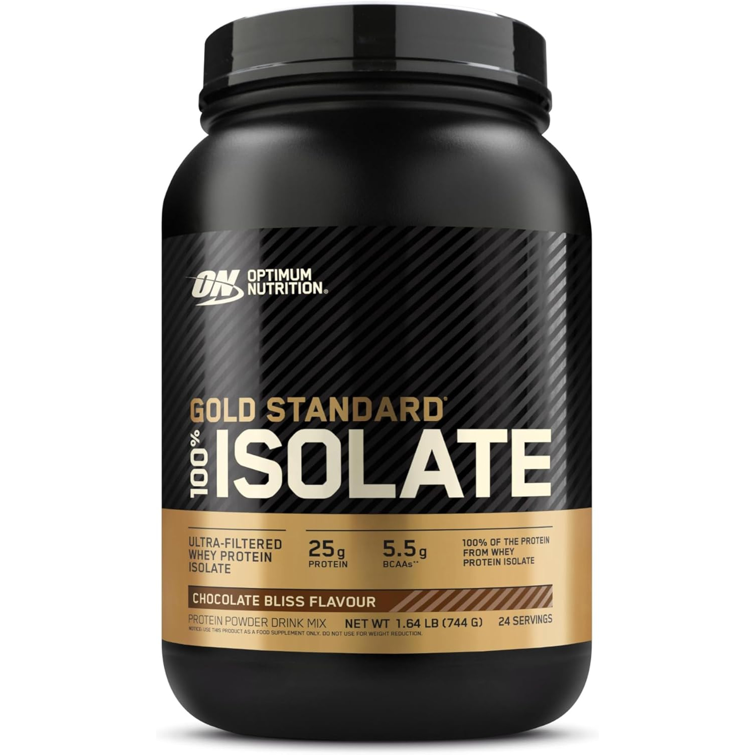 71SJ0C42H7L._AC_SL1500_ پودر پروتئین Optimum Nutrition (ON) Gold Standard 100% Isolate – طعم Chocolate Bliss، ۷۴۴ گرم، ۲۴ سروینگ - Image 1