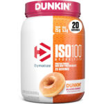 پودر پروتئین Dymatize ISO100 Hydrolyzed – وی ایزوله هیدرولیز شده، طعم Dunkin' Glazed Donut، ۲۰ سروینگ