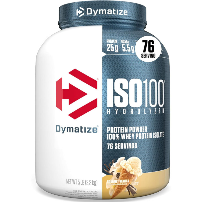 پودر پروتئین Dymatize ISO100 0 Carb Whey – طعم Gourmet Vanilla، وزن 2.3 کیلوگرم