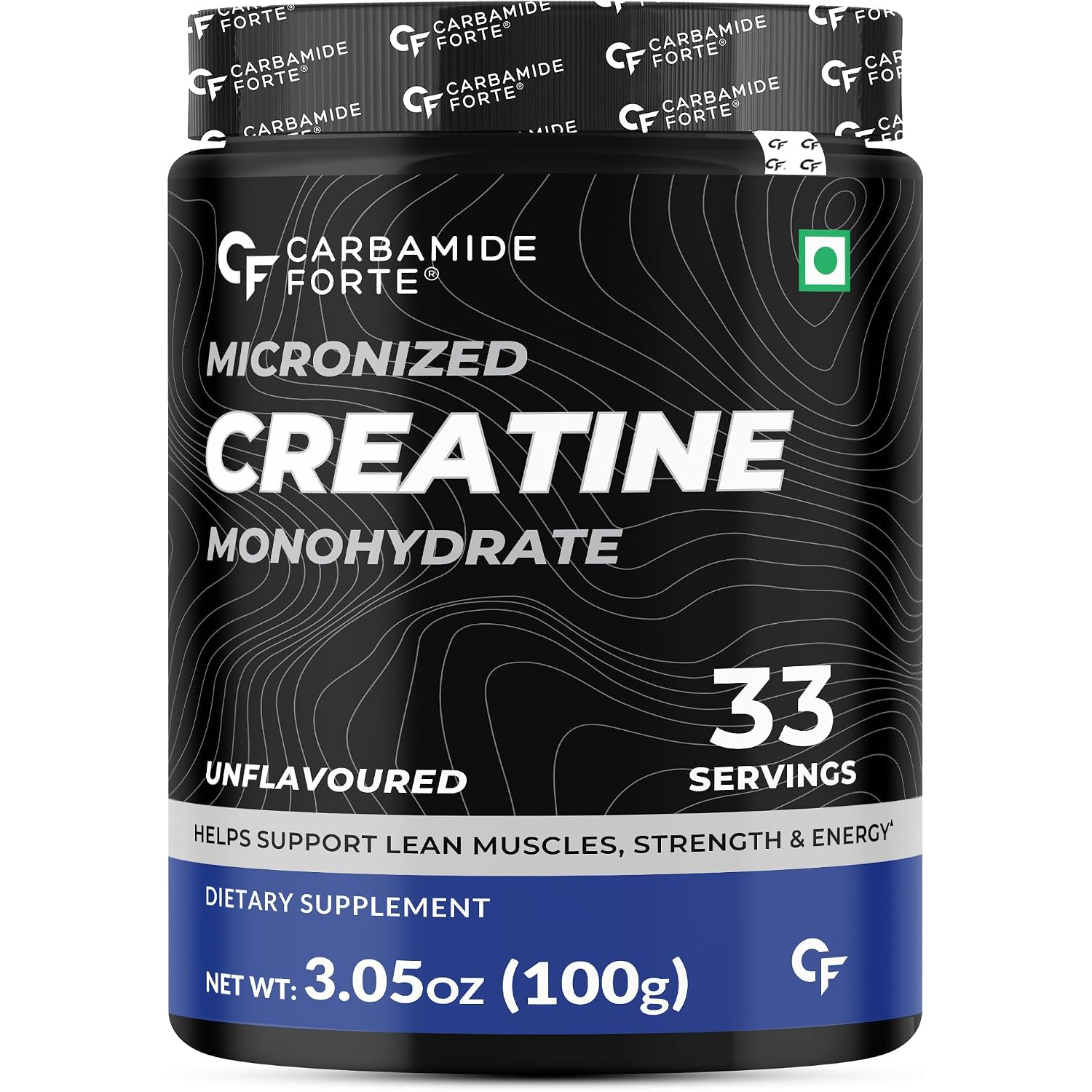 81lQOVm1BmL._AC_SL1500_ پودر کراتین مونوهیدرات Carbamide Forte – میکرونایز، بدون طعم، ۱۰۰ گرم، ۳۳ سروینگ - Image 1