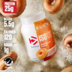 پودر پروتئین Dymatize ISO100 Hydrolyzed – وی ایزوله هیدرولیز شده، طعم Dunkin' Glazed Donut، ۲۰ سروینگ - Image 3